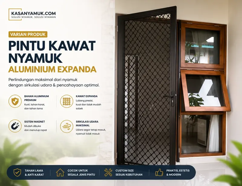 Pintu Kawat Nyamuk Magnet Expanda Aluminium